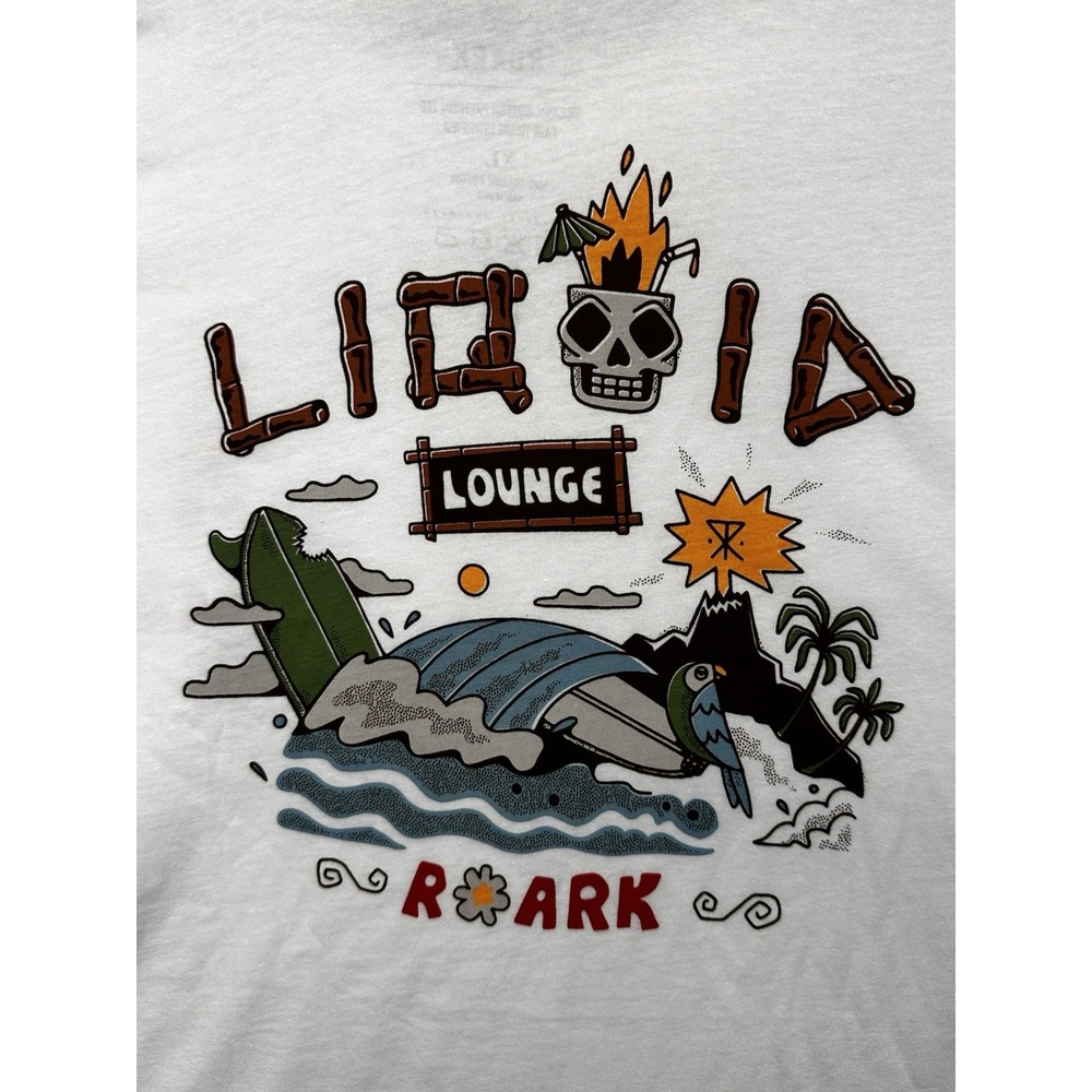 Roark Liquid Lounge Premium Organic Cotton Graphic Tee Mens XL White Surfer